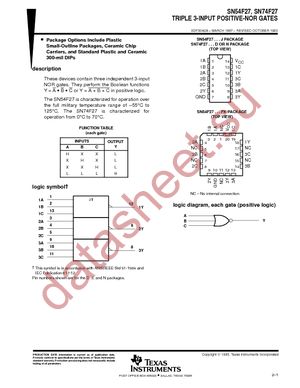 SN74F27D datasheet  